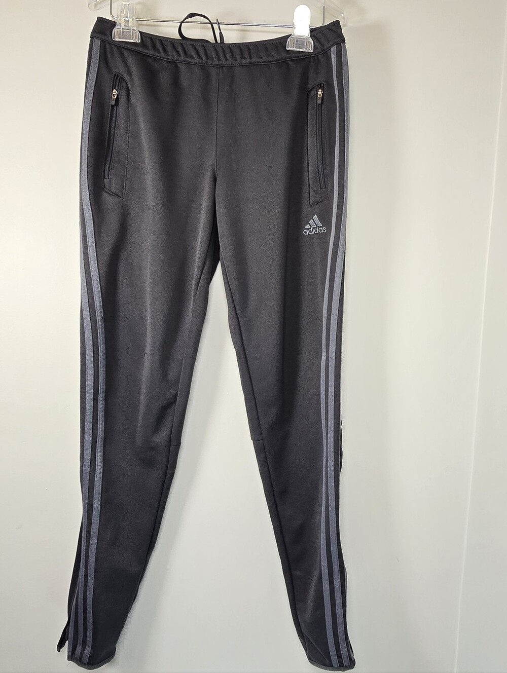 Adidas Womens Black Track Pants with Grey Side Stripes